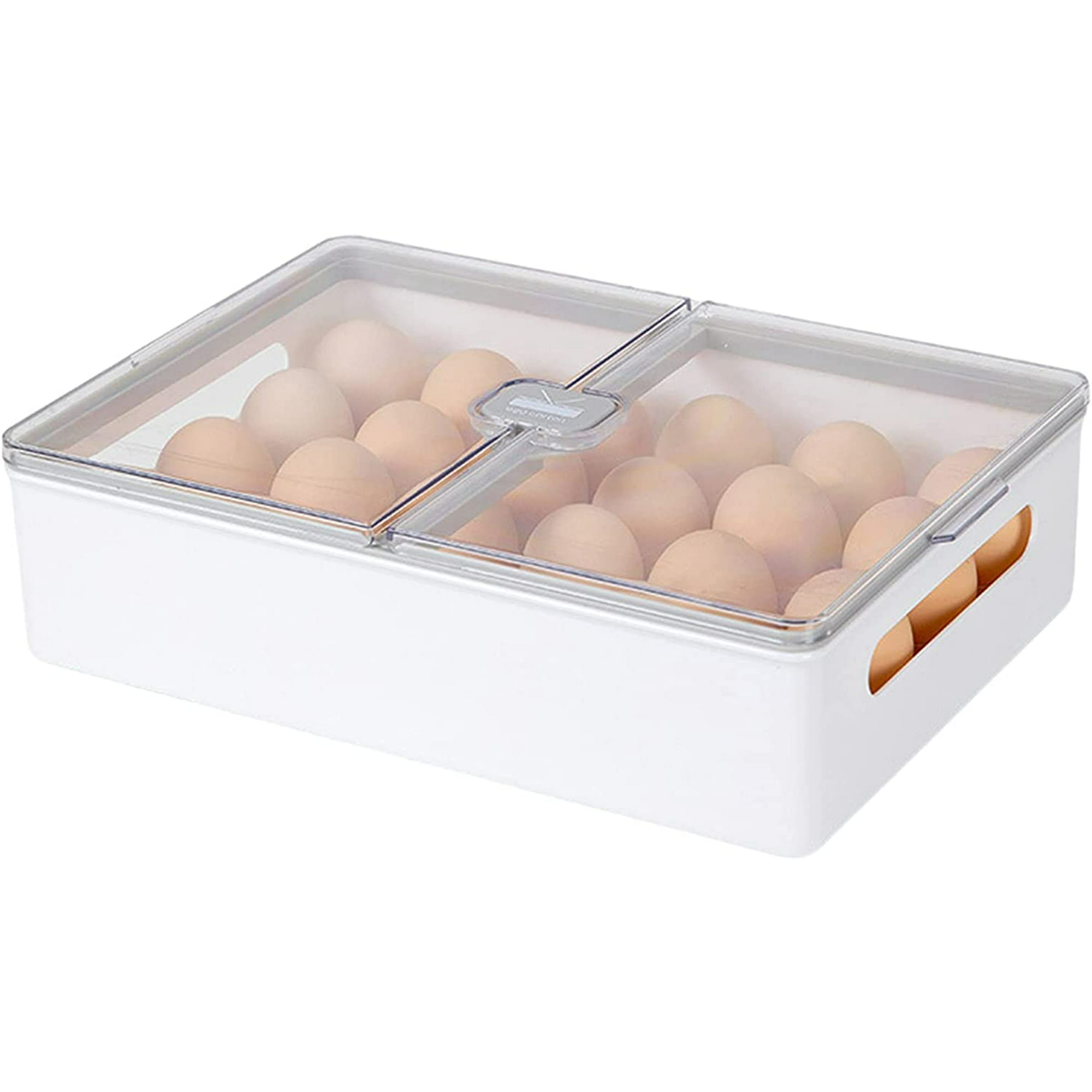 24 Grid Refrigerator Egg Holder Storage Egg Tray with Lid Container Organizer